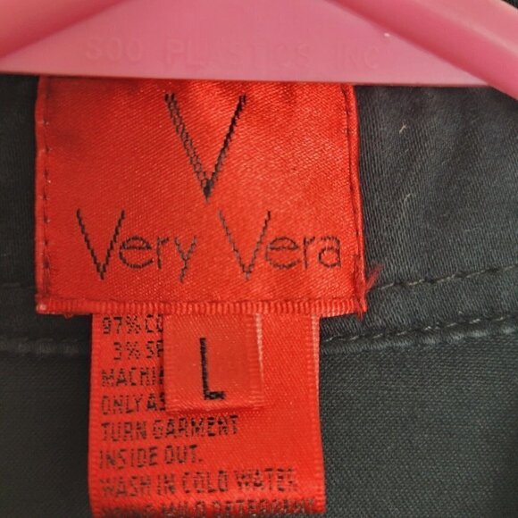 Very Vera Sz Large Shacket Short Black Embroidered Eyelet 3/4 Sleeve Mature EUC - Picture 5 of 11